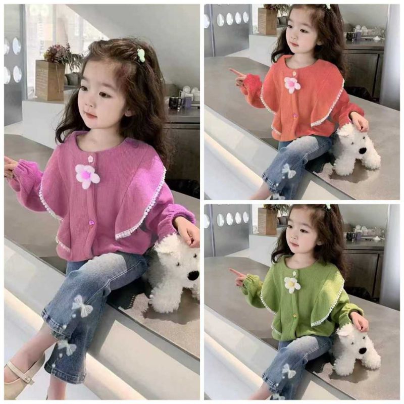 SETELAN IMPORT ANAK PEREMPUAN USIA 2-5 TAHUN / SET IMPORT ANAK PEREMPUAN / SET JEANS RAJUT PREMIUM