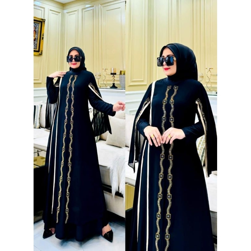 gamis abaya terbaru / gamis hitam bordir / abaya bordir