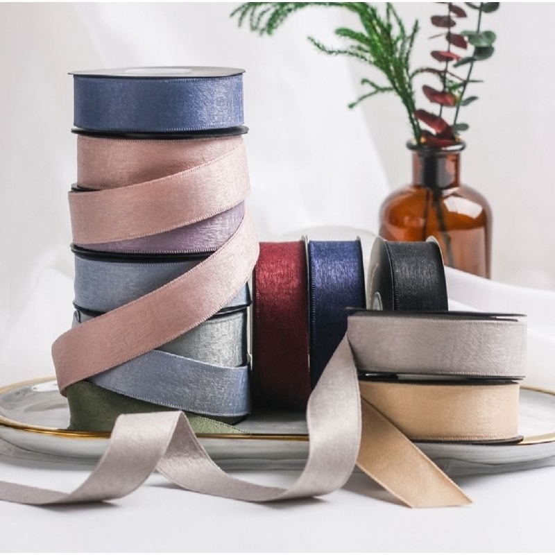 

(Per Meter) Pita Bludru 1 cm / Pita Bouquet / Pita Kado / Pita Import