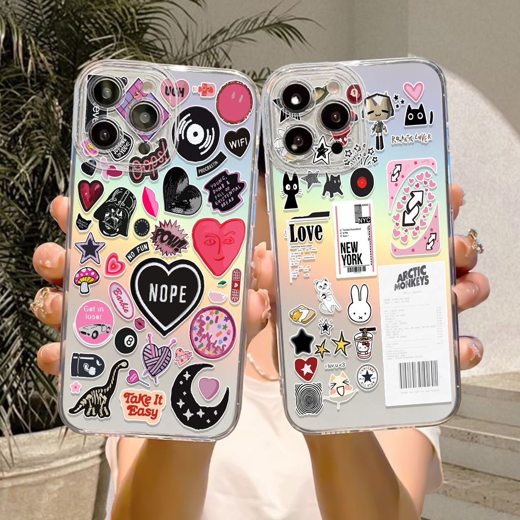 Case Hologram REALME 10 C15 C33 Motif ( RANDOM LUCU 3D ) Softcase Hologram Bening Tebal - Clear Case