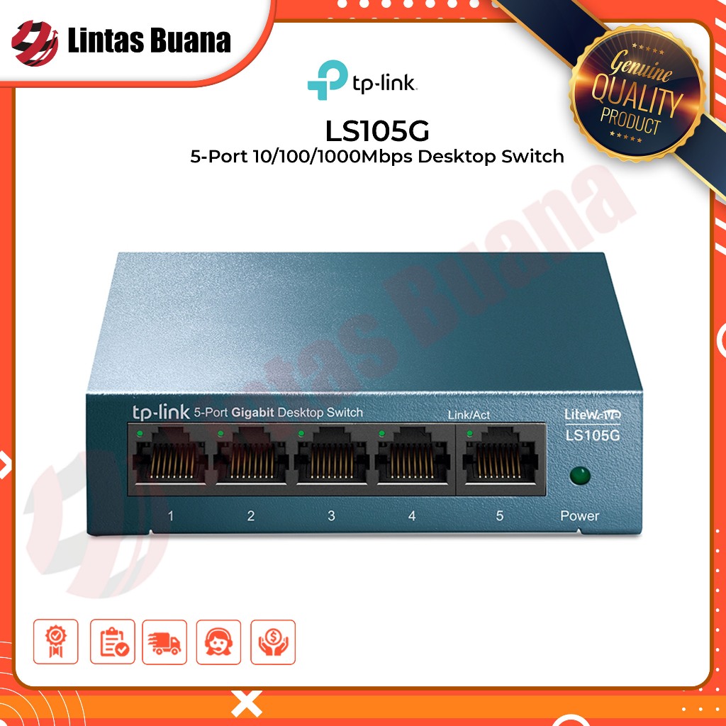 TP-LINK TL-LS105G 5-port Gigabit Desktop Network Switch Steel Case TPLink LS 105 G