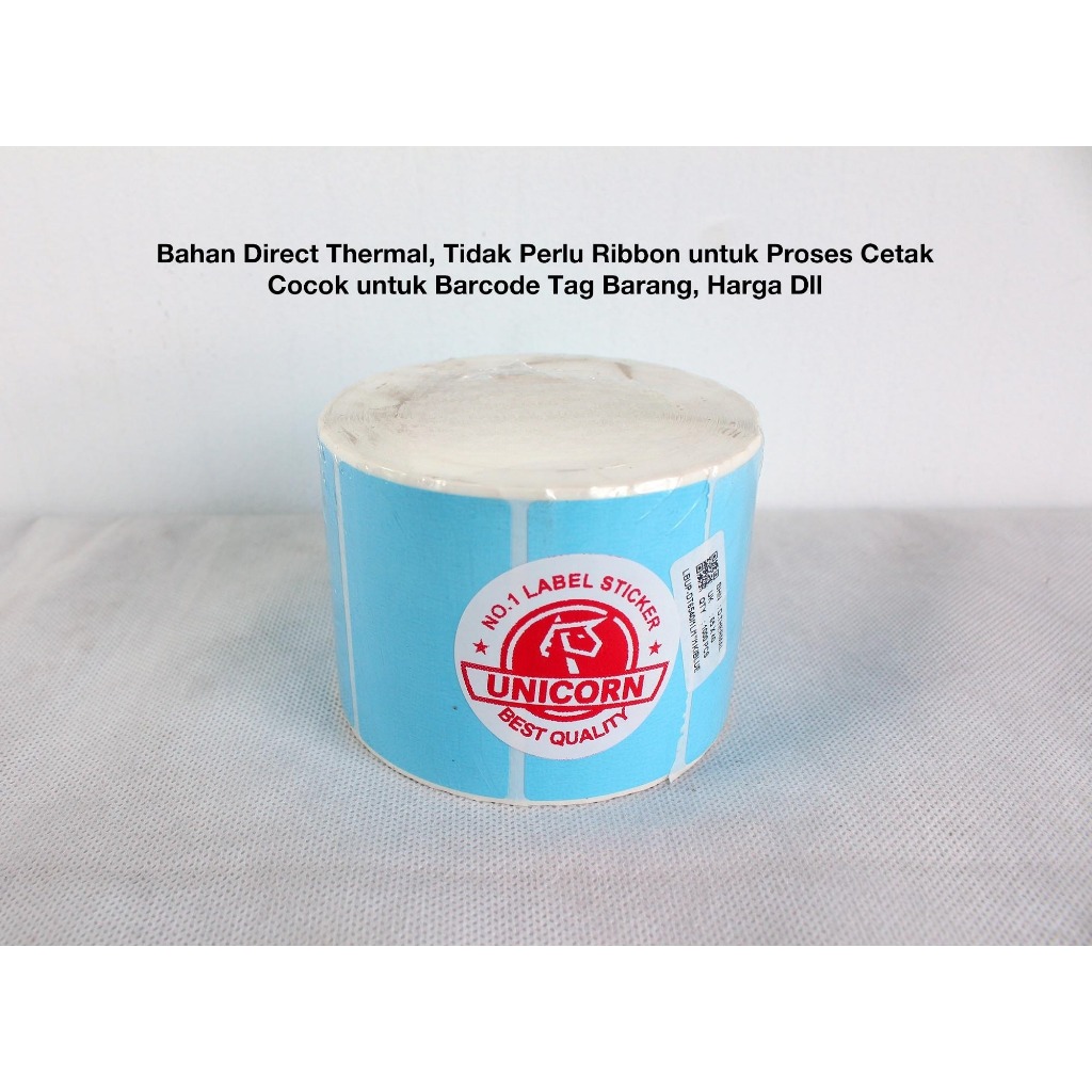 

Stiker Label Barcode Thermal 75x50 mm / 75x50mm / 75 x 50 mm Warna Baby Blue / Biru