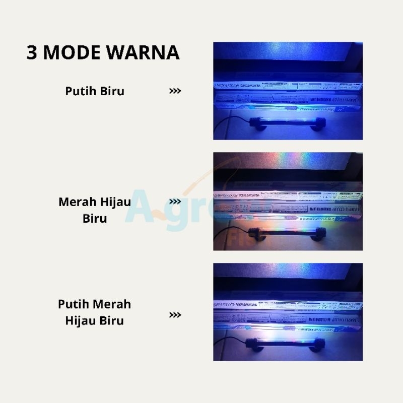 3 Mode Warna Lampu Rosston LED Celup T4-20 DBL Led 2 Baris Aquarium Aquascape - agrowfish