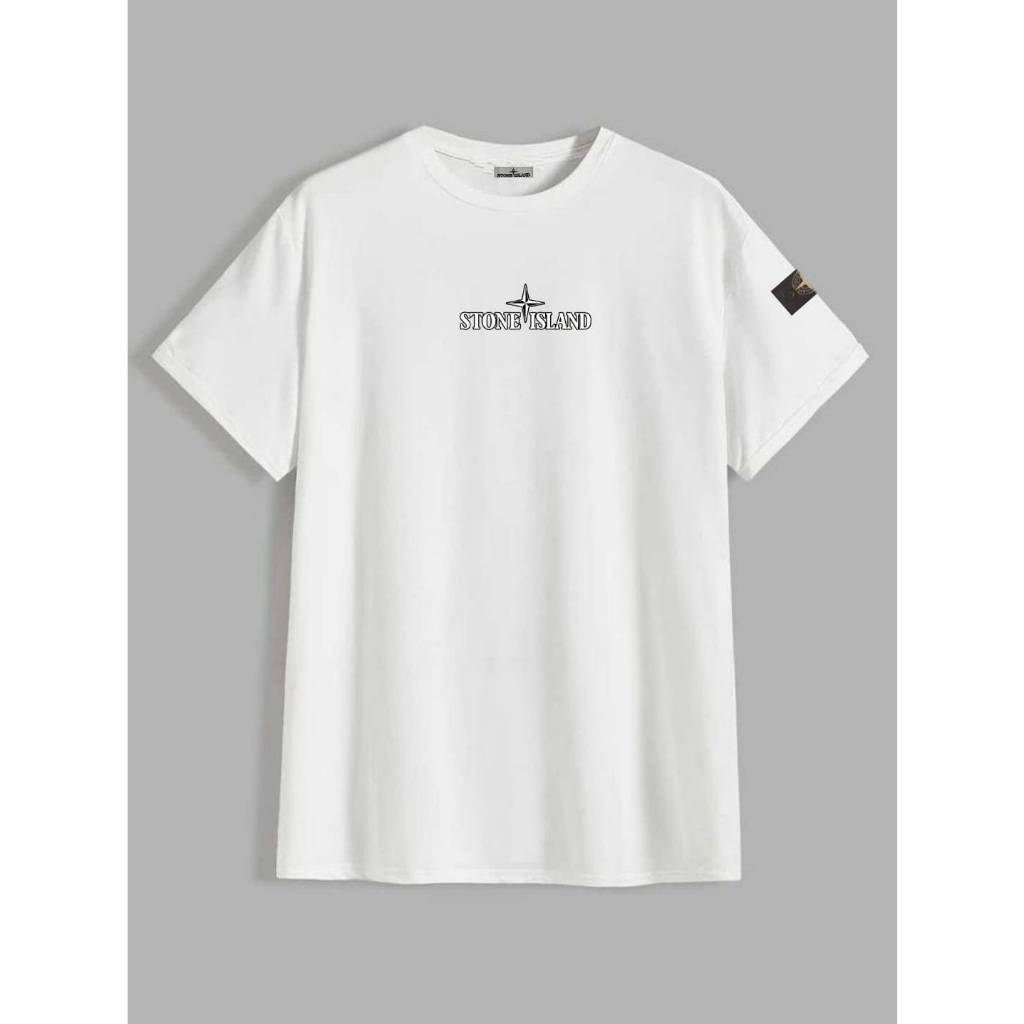 Kaos Oblong Stone Island Emblem Cotton Combed / T - Shirt Distro Pria Wanita Bandung