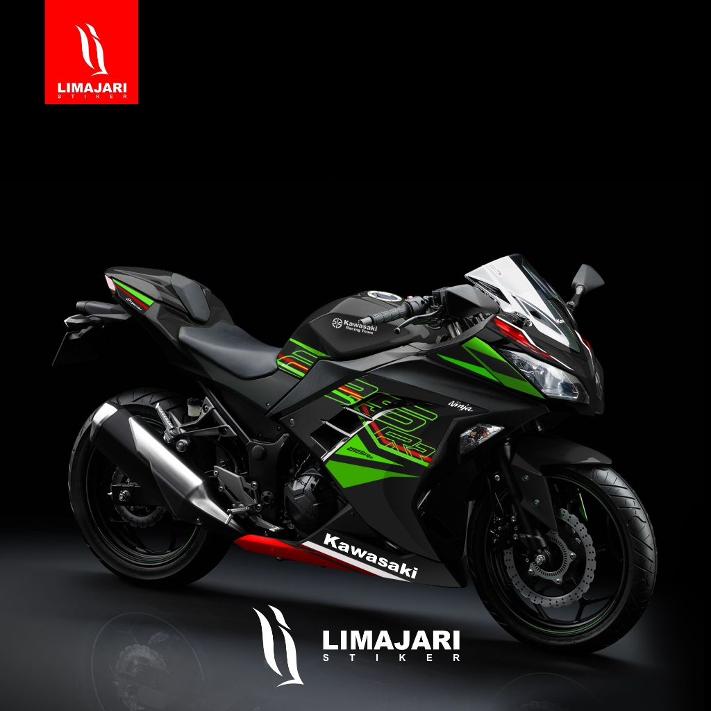 Decal Limajari Sticker - Ninja 250R Fi 2014-2017 Livery ZX25RR Black - Stripe Only