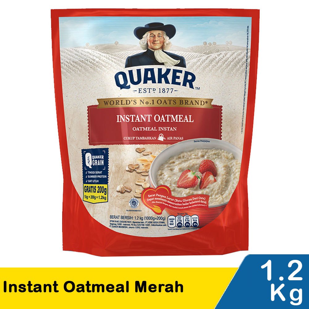 

quaker oatmeal instant merah 1200gr
