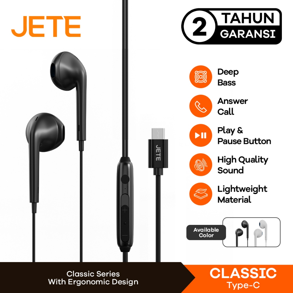 JETE Classic Headset Earphone Type C - Garansi 2 Tahun