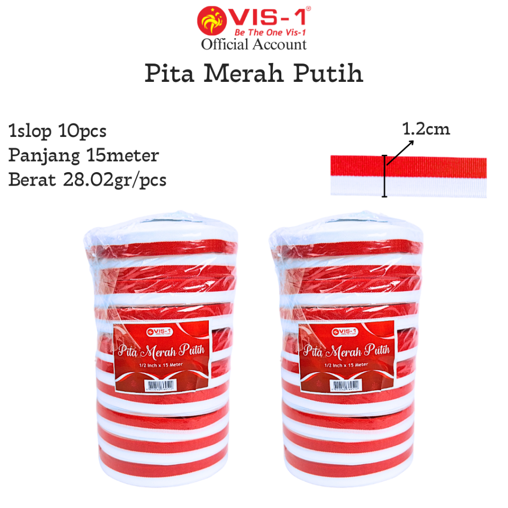 

Pita Kain VIS-1 Merah Putih Panjang 15 Meter