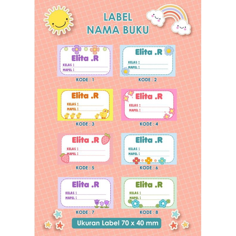 

STIKER LABEL BUKU PELAJARAN SEKOLAH/ STIKER NAMA BUKU SEKOLAH / LANGSUNG JADI (BISA DIKASIH NAMA)