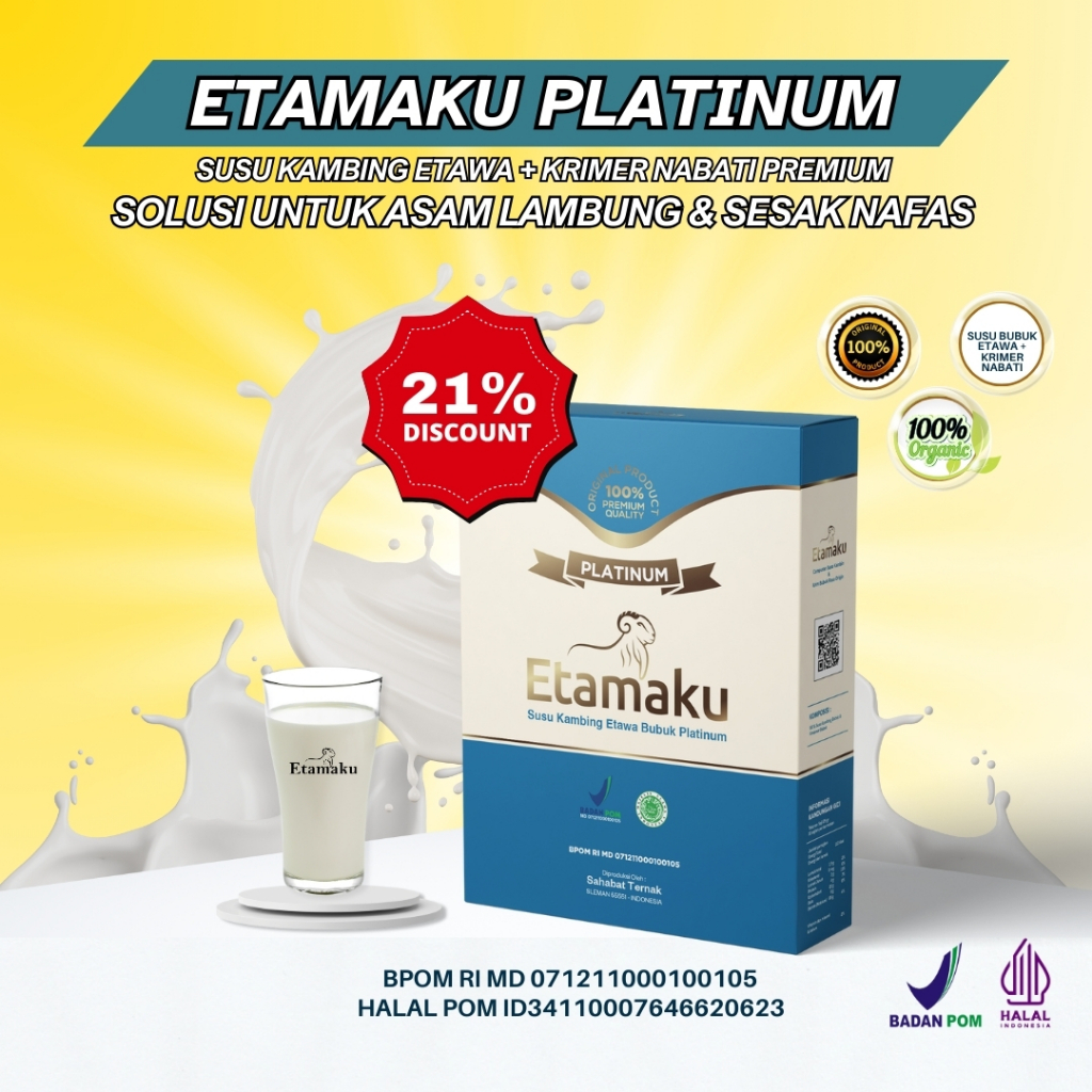 

Susu Kambing Etamaku Platinum - Susu Etawa Untuk Persendian dan Rematik - Paket 1 BOX