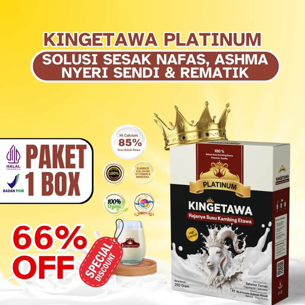 

Kingetawa Platinum - Susu Kambing Etawaku Dengan 9 Manfaat Kesehatan Sudah BPOM - 1 BOX