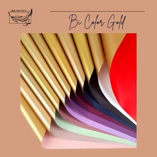 

(SW) TERLARIS BI COLOUR GOLD Flower Wrapping Paper Waterproof TWO SIDE GOLD KERTAS BUKET BUNGA PREMIUM