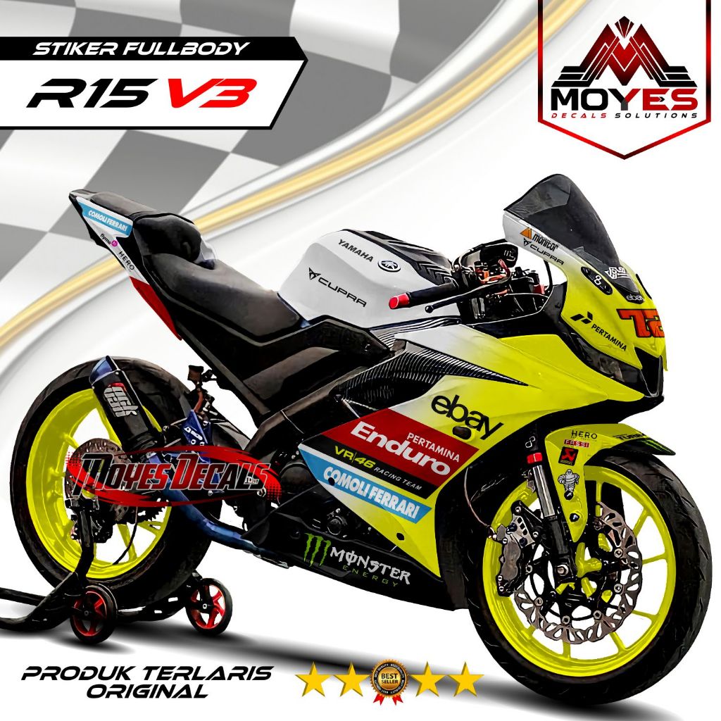 DECAL MOTOR R15 V3 - STIKER MOTOR R15 V3 FULL BODY PREMIUM BERKUALITAS - VARIASI MOTOR R15 V3 DESAIN