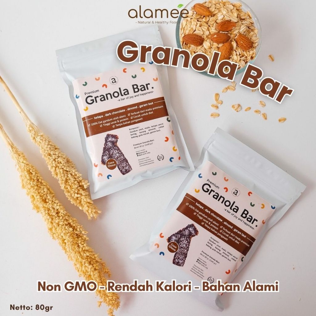 

ALAMEE Snack Sehat Granola Bar - Coco Choco Cemilan Diet Healthy Snackbar Camilan 80gr