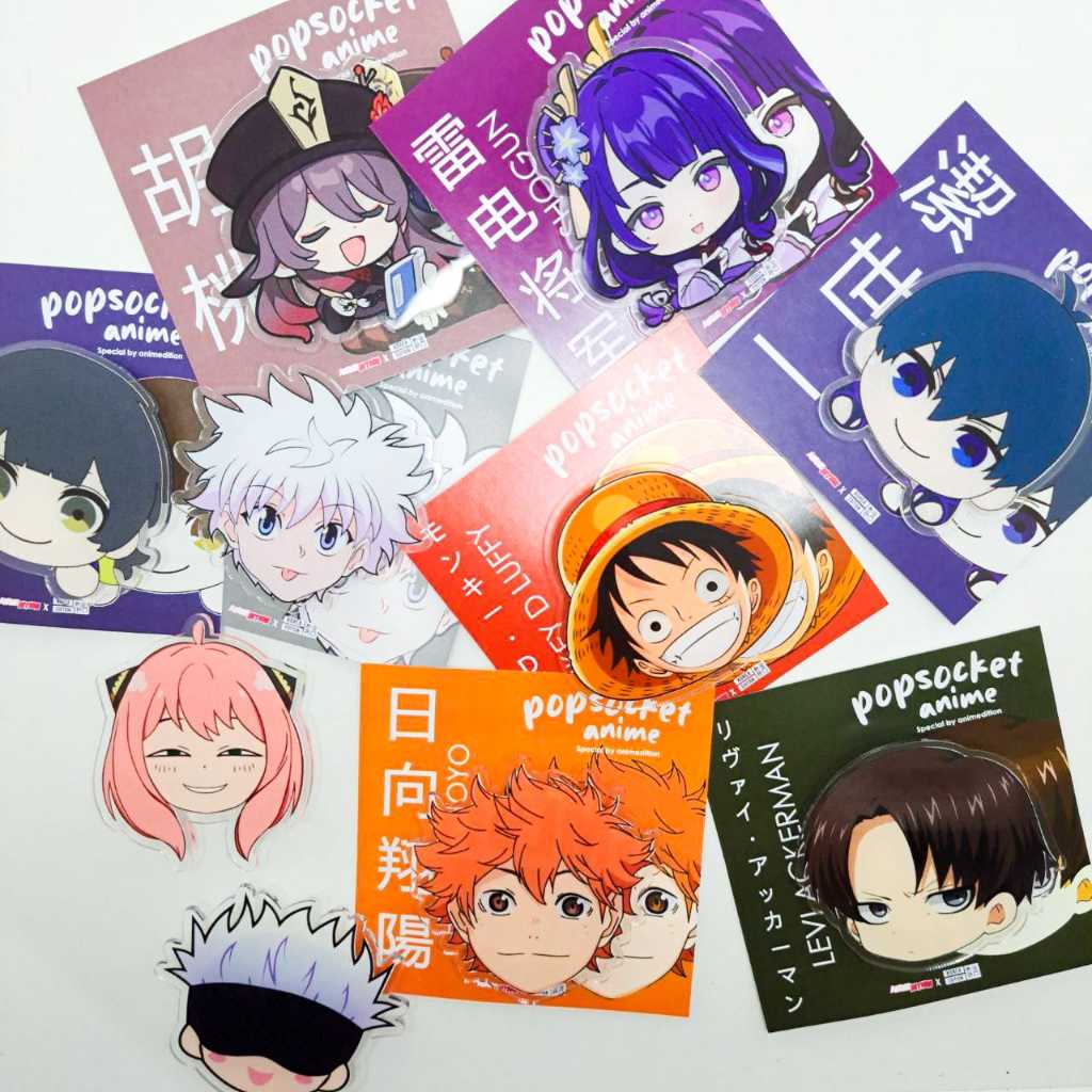 Pop Socket Anime Griptok Akrilik Phone Holder Jujutsu Kaisen Hunter X Hunter Genshin Impact SPY X Fa