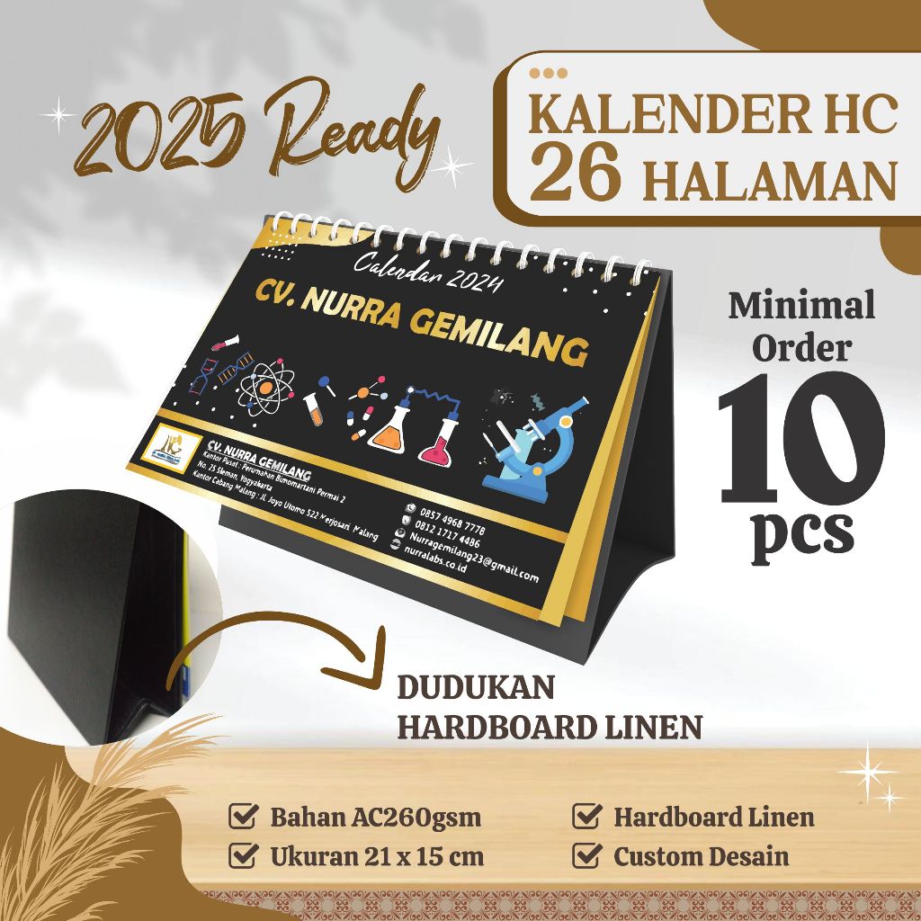 

[26 Halaman] Kalender Meja Hardboard 13 Lembar Cetak 2 Muka Kalender HC