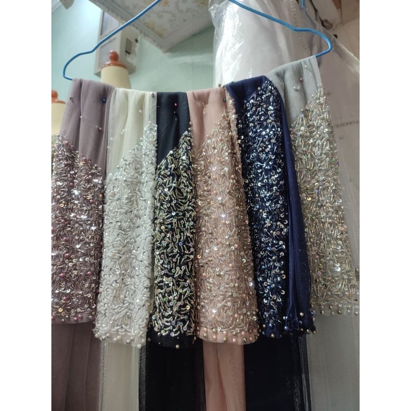 veil hijab pengantin Payet mewah panjang 1.5m lebar 1.5 meter ready warna premium