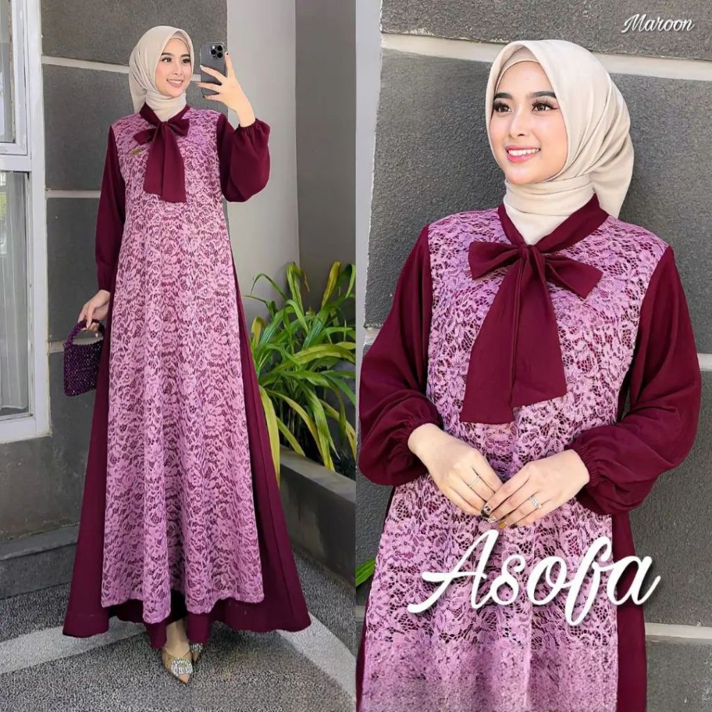 Asofa Dress Gamis Wanita Dewasa Terbaru 2024 Elegan Gamis Remaja Kekinian Viral Gamis Modern Lebaran
