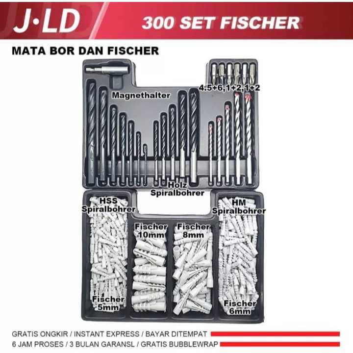 JLD 300 Set Mata Bor + Mata Bor Besi Asli + Mata bor Besi Kayu Beton+ Mata Bor Dan Fisher