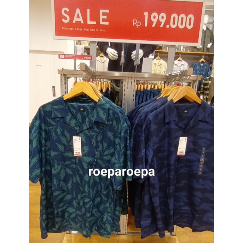 SALE LIMITED STOCK ❗️Kemeja Katun Modal Kerah Terbuka Uniqlo Lengan Pendek | Modal Cotton Printed Op