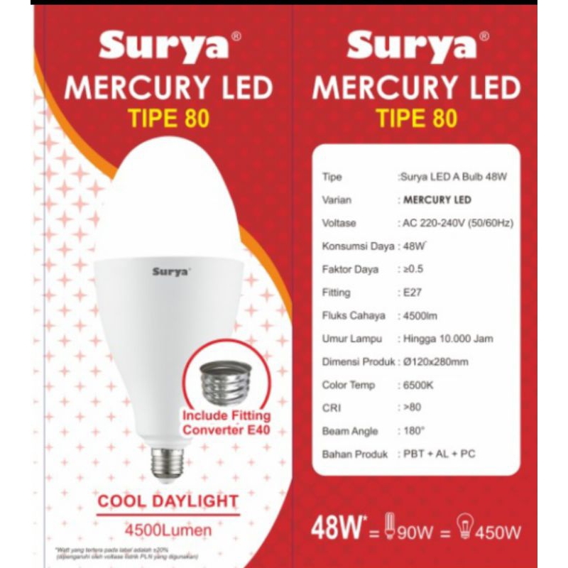 Lampu Jalan Surya Mercury LED type 80 Lampu Mercury Jumbo Hemat Daya