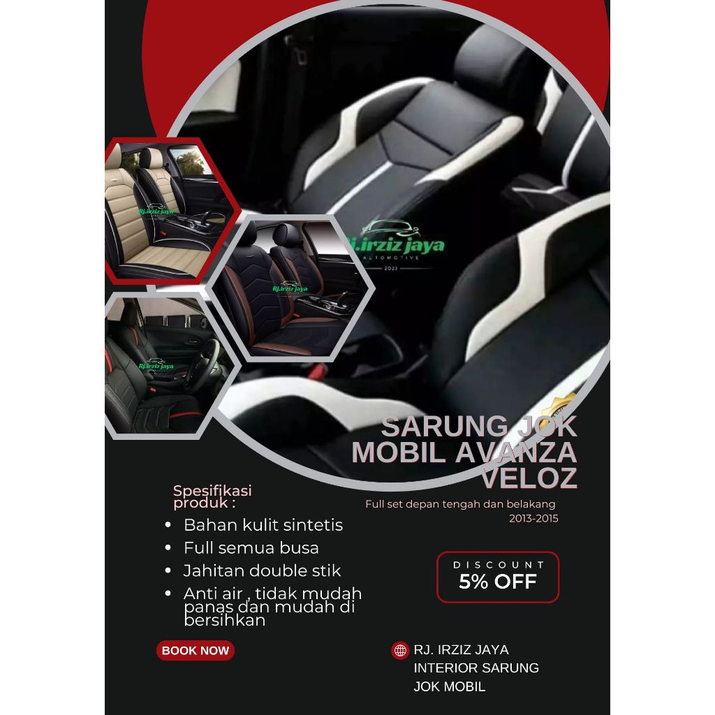 cover sarung jok mobil avanza veloz 2013-2015 full set bahan kulit sintetis