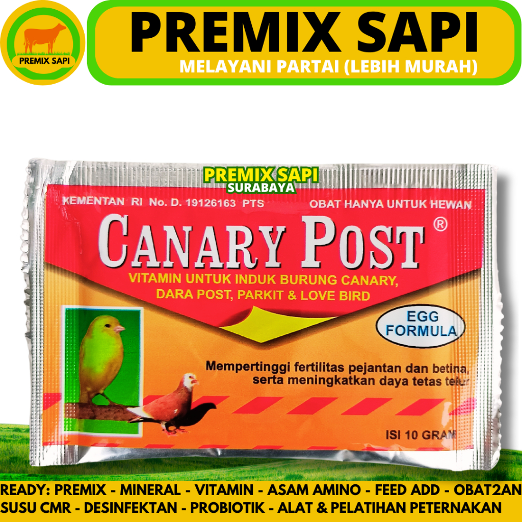 CANARY POST 10 Gram - Vitamin Indukan Burung Merpati Kenari Lovebird