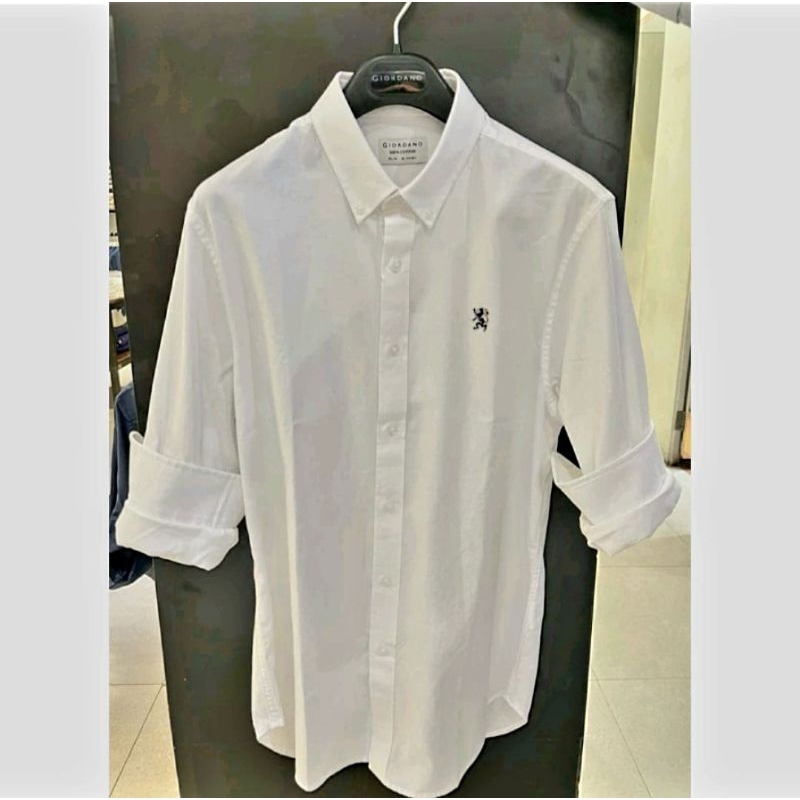 GIORDANO KEMEJA LENGAN PANJANG FOR MAN WHITE(Original)100% Katun