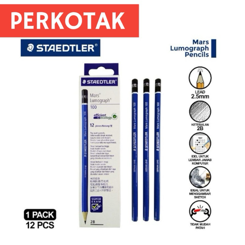 

12 Pcs - Pensil STAEDLER 2B Lumograph Ujian