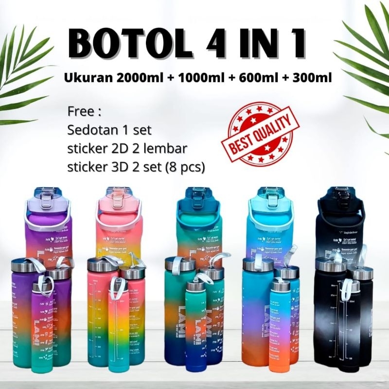 botol minum viral 4 beranak 2 liter + 1000ml + 600ml + 300ml