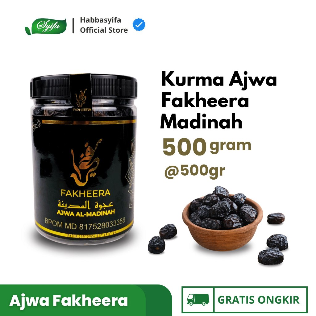 

Kurma Ajwa Fakheera Al Madinah 500 Gram Kurma Nabi Original