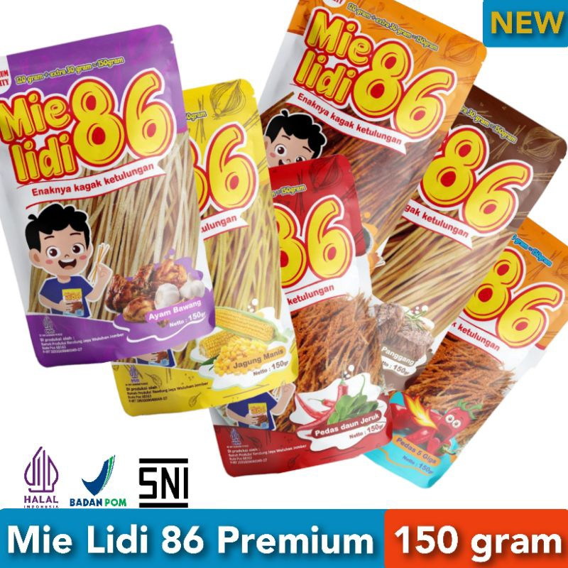 

CEMILAN MIE LIDI 86 150GR ANEKA RASA (REQUEST RASA VIA NOTE PESANAN)