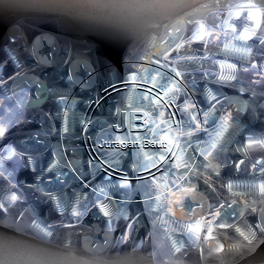 BAUT JF M8 X 15 JF SEKRUP M8X15 PANJANG 1,5CM 1,5 CM 8X15 8 X 15 MM BAUT 12 OBENG PLUS SKRUP PITCH D