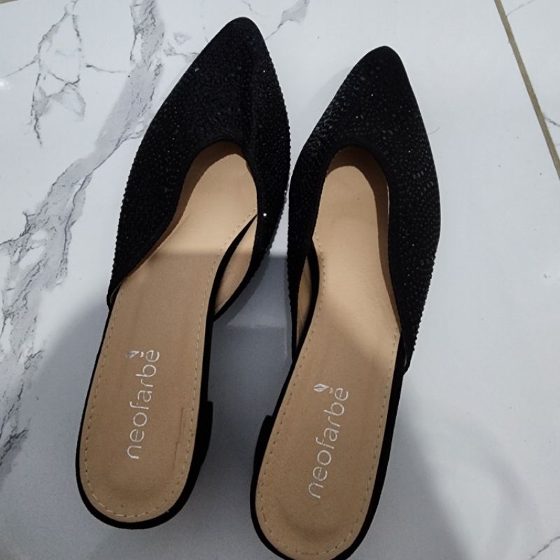 Mules hitam - Mules hak tinggi - Mules Pesta - Sandal pesta - Sandal mules wanita