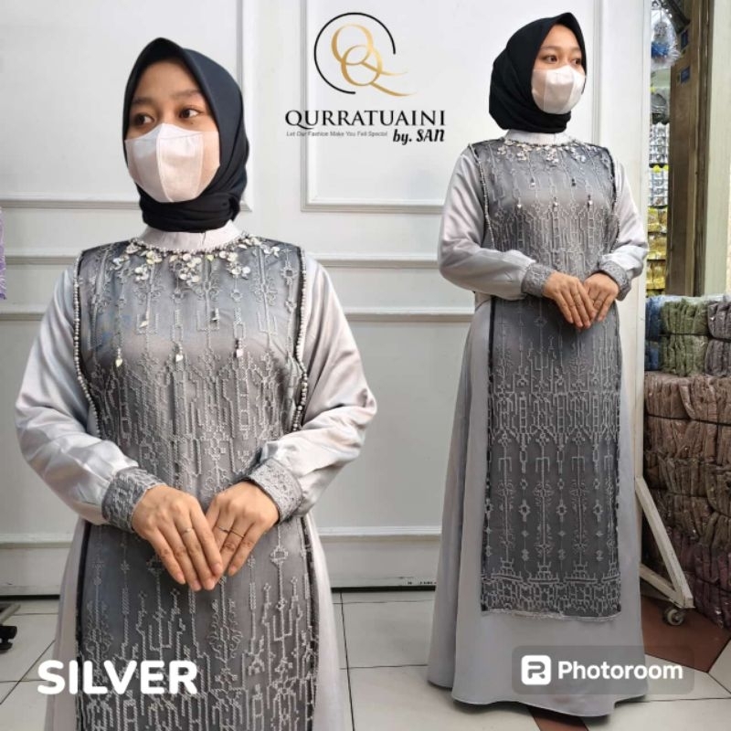 Gamis Karina Dress Kondangan Bridesmaid Pesta Tile Bordir Payet