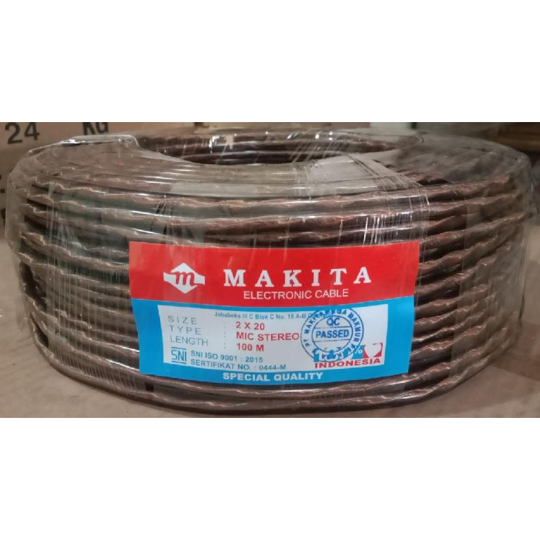 KABEL MIC STEREO 2X20 MAKITA, 100 M HITAM / TRANSPARAN - HARGA ROLL