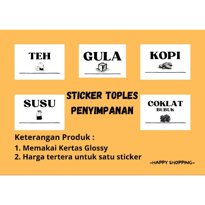 

Sticker Nama Toples Penyimpanan Bahan Minuman Stiker