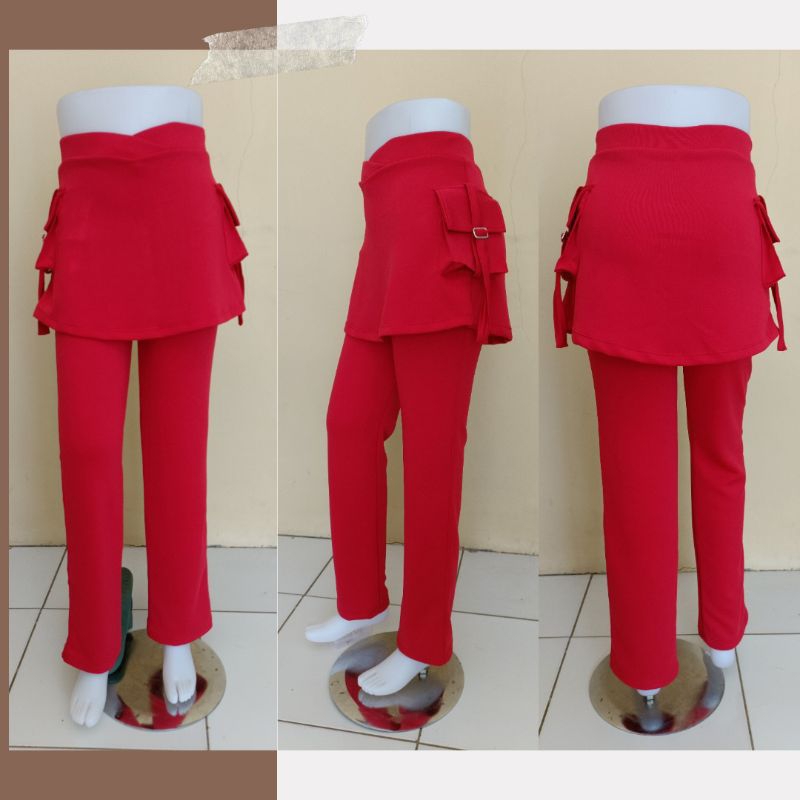 Celana Senam Rok Kantong Merah / Celana Olahraga