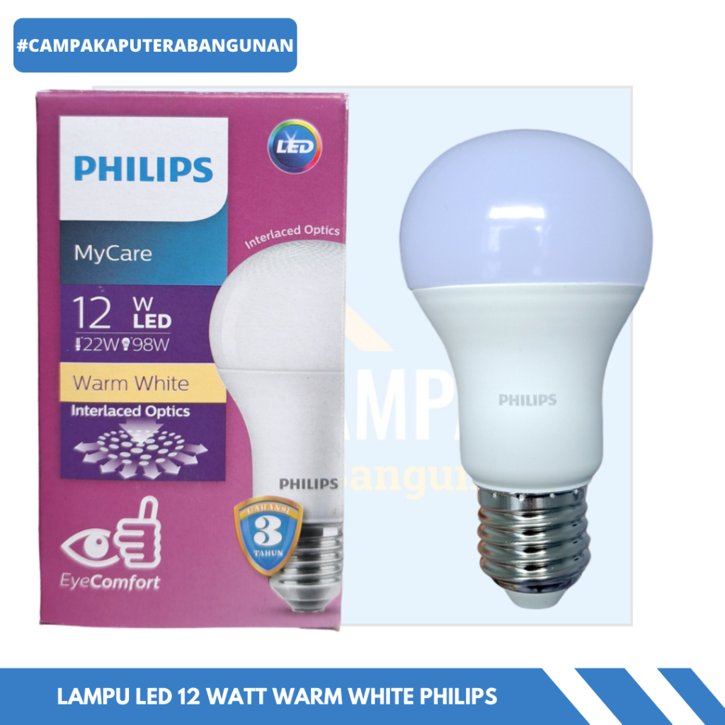 Lampu LED Blub Warm White Philips 3 Watt, 4 Watt, 10 Watt, 12 Watt