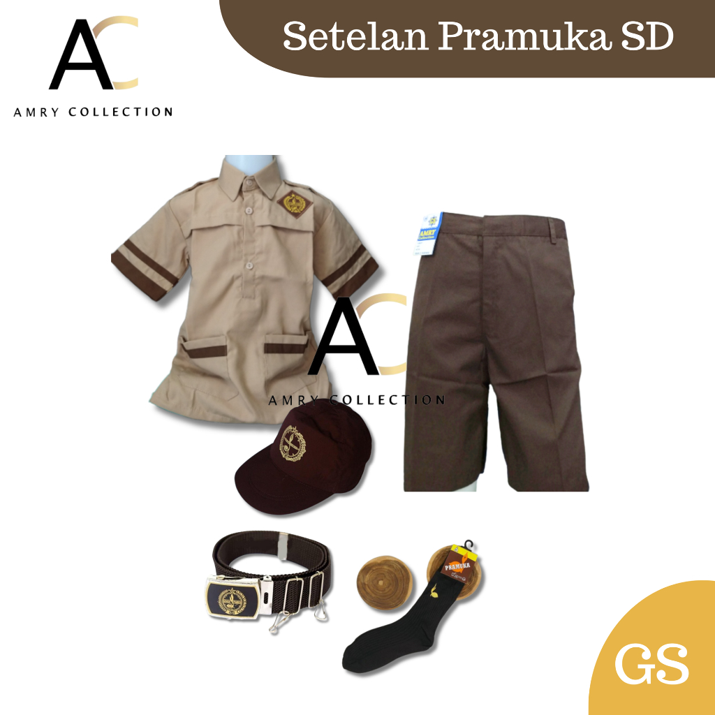 Setelan Pramuka Siaga SD Lengan Pendek Celana Pendek Pinggang Karet Kelas 1-6 Jumbo Baju Pramuka Sia