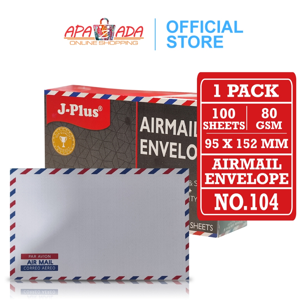

Apazada - Amplop Putih Garis 104 PPS [1 Pack - 100 Lembar] / Airmail Envelope J-PLUS