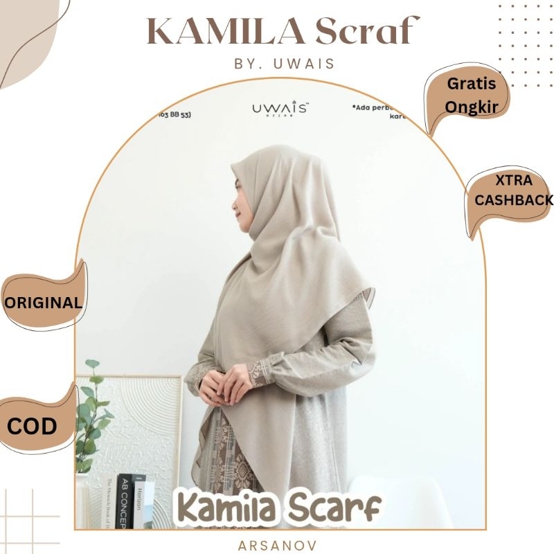 (PRE-ORDER CASHBACK) KAMILA SCRAF HIJAB VOAL KHIMAR SEGIEMPAT JUMBO by UWAIS HIJAB OFFICIAL