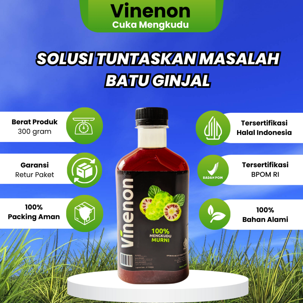 

Cuka Mengkudu Vinenon Herbal 100% Alami Melunakkan Batu Ginjal Lancarkan Purin dan Kolesterol