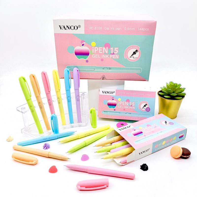 

(12 PCS) PULPEN GEL IPEN VC-8108 VANCO MACARON (0.5mm) / GEL PEN / PENA