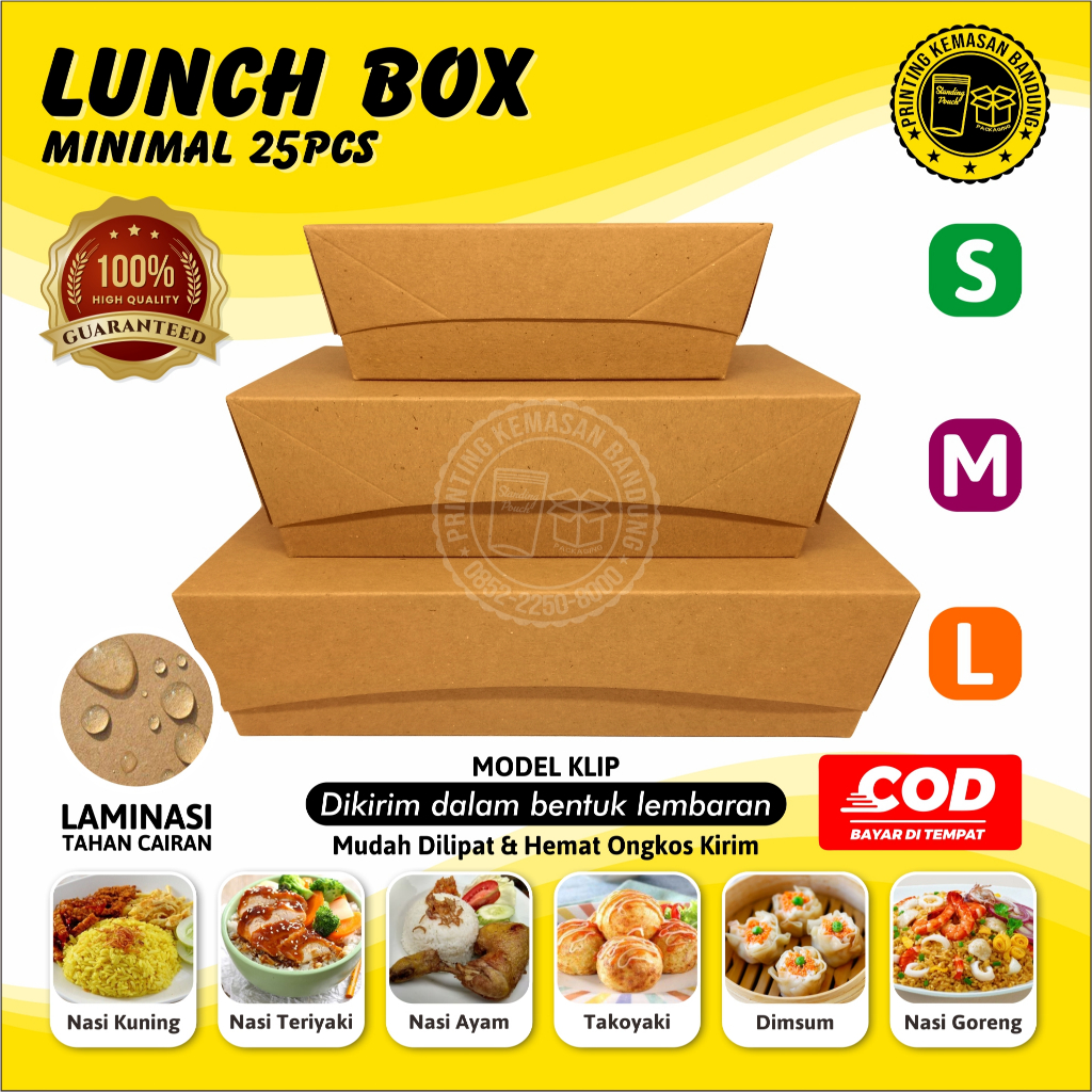 HOT DEALS LUNCH BOX SIZE S 290GSM KOTAK MAKAN KERTAS PAPER BOX KRAFT DUS MAKANAN DIMSUM TAKOYAKI