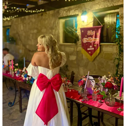 hot pink organza bow removeable for dress