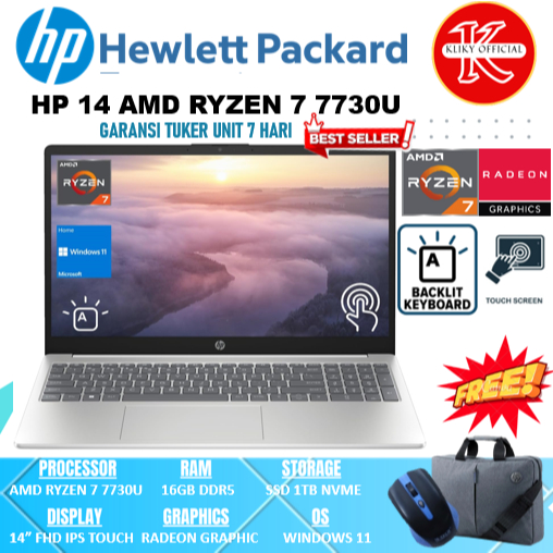Laptop Editing Hp 14 Amd Ryzen 7 7730U 16GB 1TB Ssd Silver