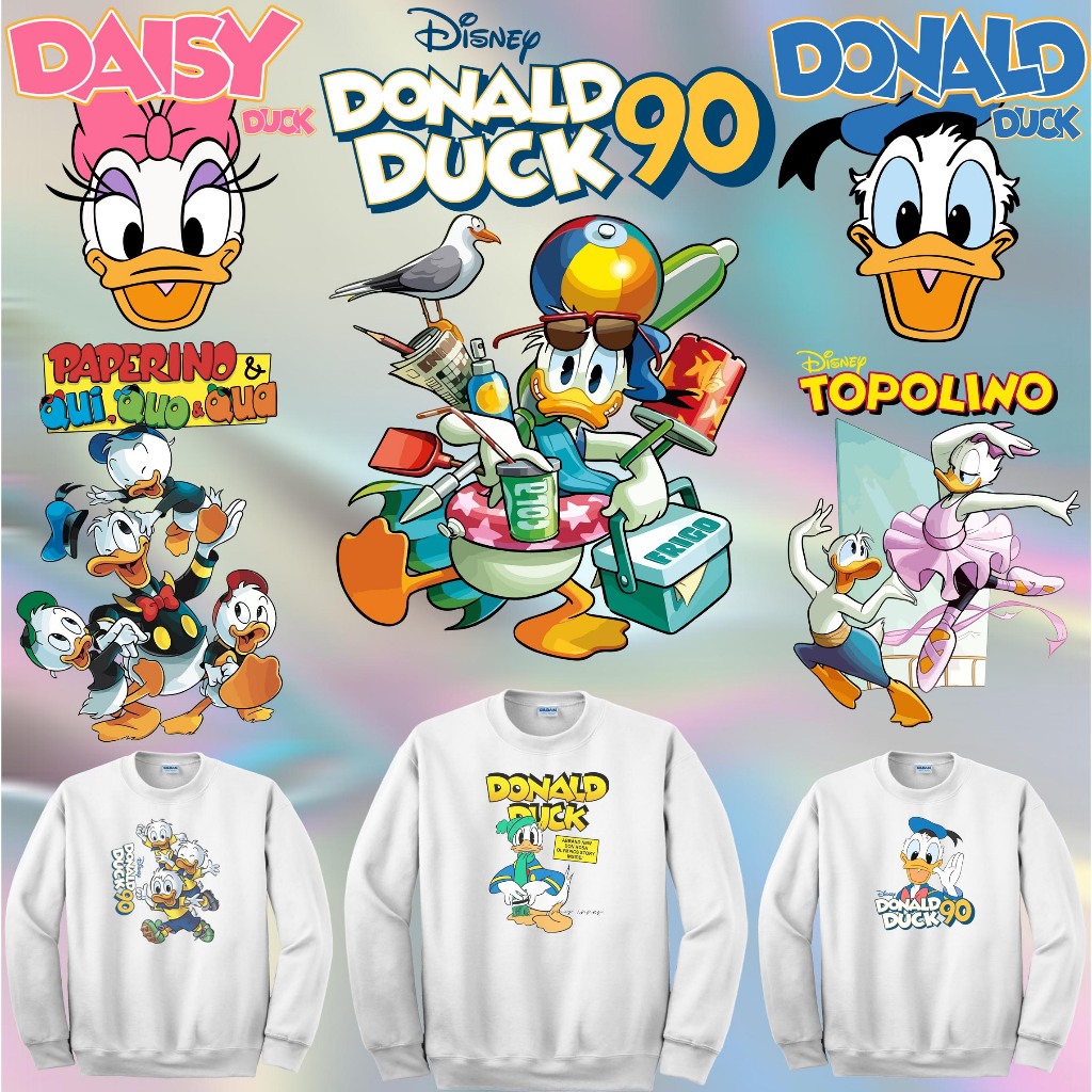 

SABLON STICKER DTF UKURAN 14CM TEMA DONALD AND DAISY
