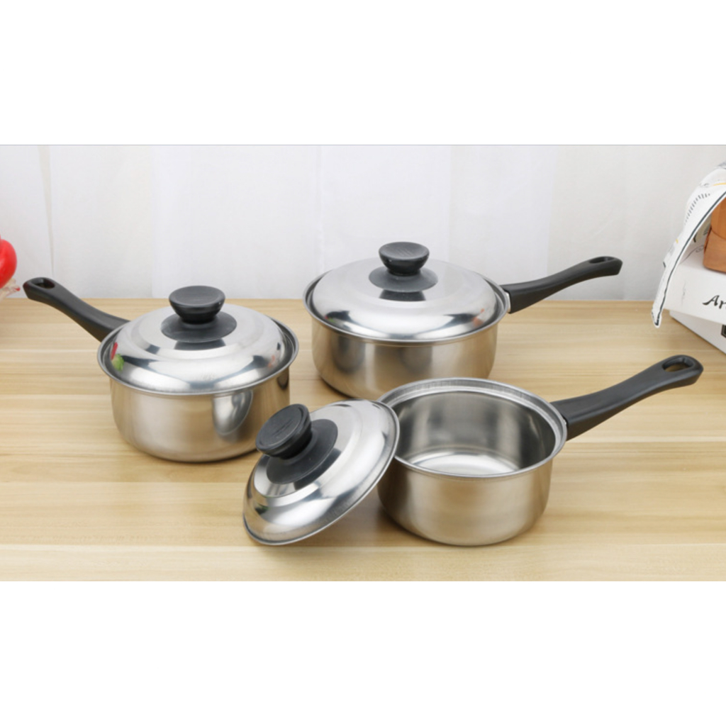 Panci Set Stock Pot Panci Susu Mini Stainless Steel Panci Sup Soup Pot Baskom dengan Tutup Stainless