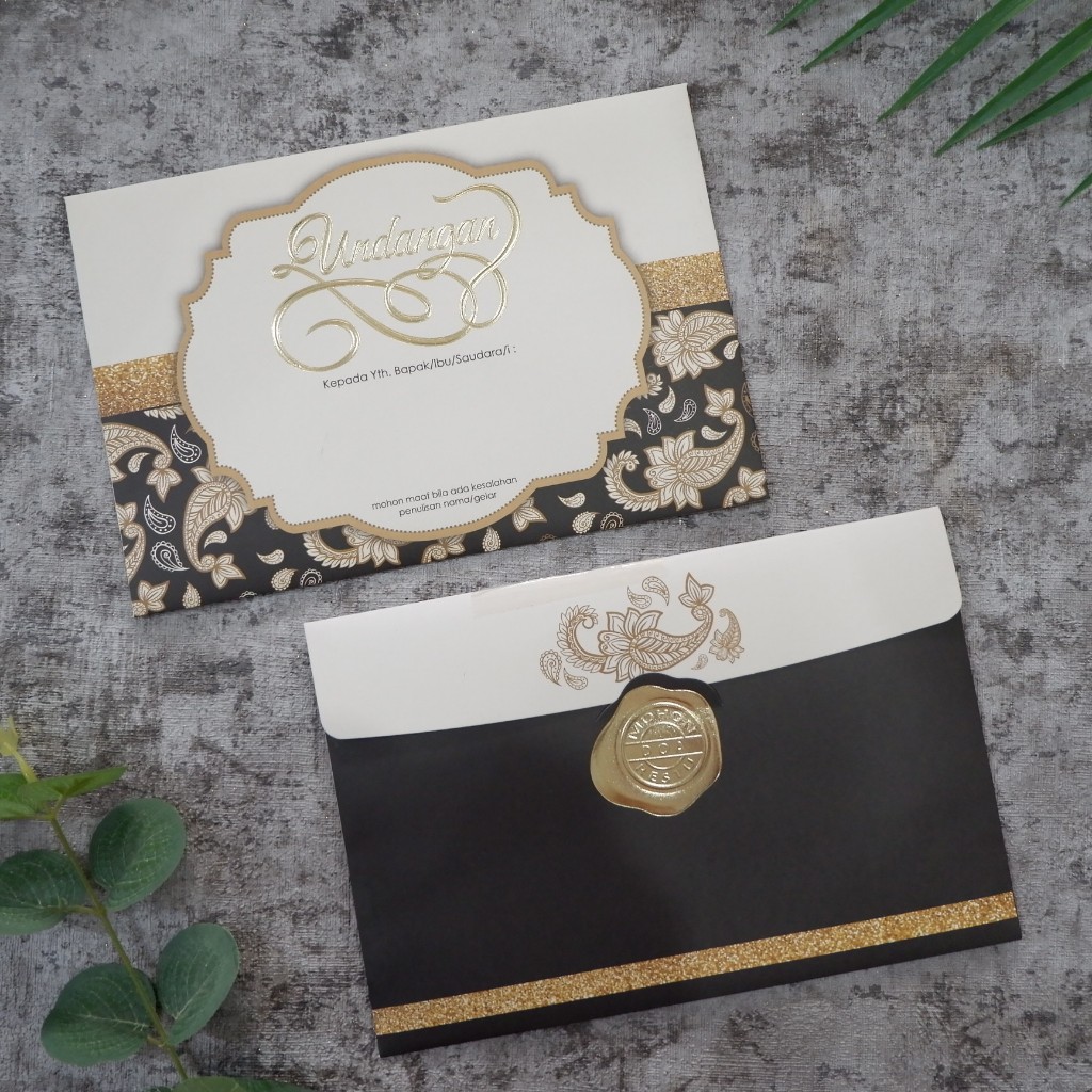 UNDANGAN Satuan VIP Softcover Amplop Motif Batik Warna Hitam QH-09